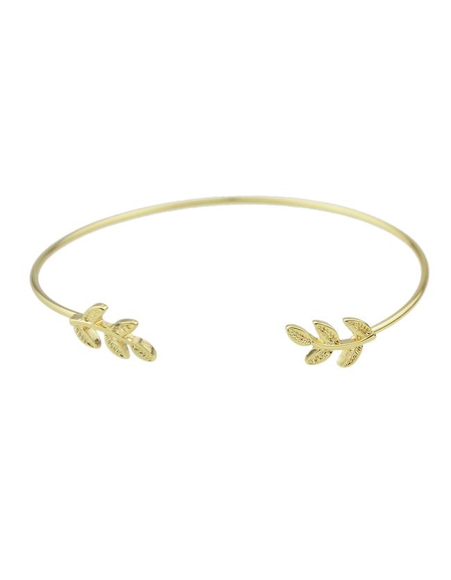 Romwe New Fashion Adjustable Gold Leaf Shape Cuff Bracelet