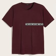 Romwe Guys Letter Tape Detail T-shirt