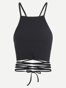 Romwe Tie Hem Crop Cami Top