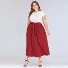 Romwe Plus Knot-front Single Breasted Skirt