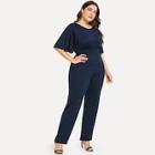 Romwe Plus Solid Flounce Sleeve Jumpsuit