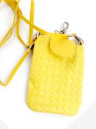 Romwe Yellow Pu Leather Braided Clutch Bag