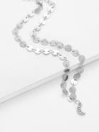 Romwe Moon Pendant Sequin Linked Necklace