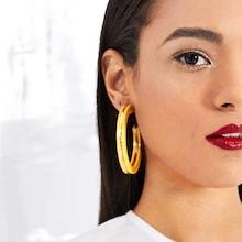 Romwe Two Tone Open Hoop Earrings