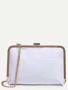 Romwe White Clip Frame Purse With Chain
