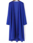Romwe Chiffon Long Royal Blue Top
