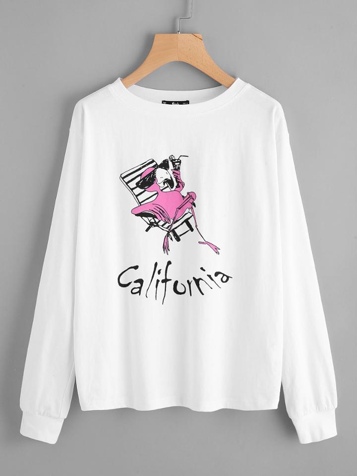 Romwe Ribbed Cuff Graphic Tee
