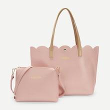 Romwe Scallop Trim Combination Bag 2pcs