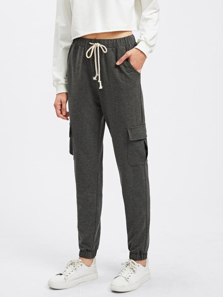 Romwe Pocket Side Heather Knit Sweatpants