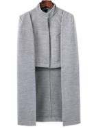 Romwe Grey Stand Collar Cape Coat