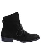 Romwe Black Round Toe Suede Boots