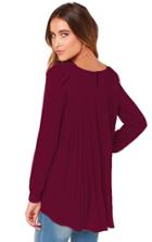 Romwe Pleated Loose Red Blouse