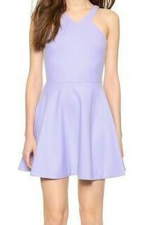 Romwe Halter Flare Purple Dress
