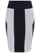 Romwe Color-block Slit Knit Bodycon Skirt