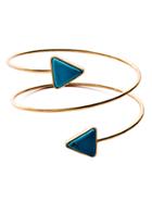 Romwe Gold Plated Turquoise Arrow Spiral Arm Cuff