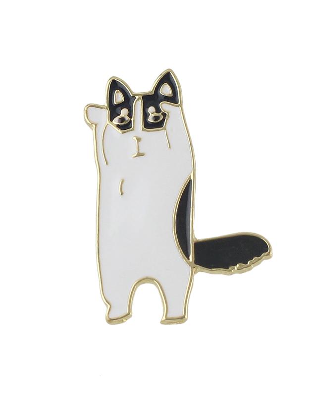 Romwe Black Color Cute Enamel Cat Shape Big Brooches