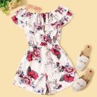 Romwe Large Floral Print Tiered Ruffle Romper