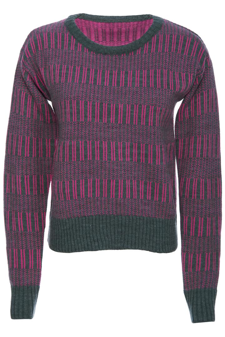 Romwe Romwe Knitted Rose & Grey Long-sleeved Jumper