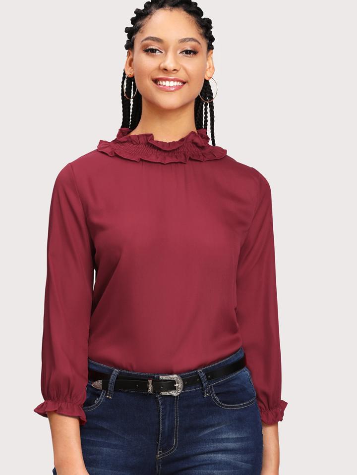 Romwe Frill Trim Blouse