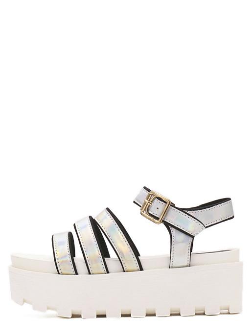 Romwe Silver Block Flatform Sandals