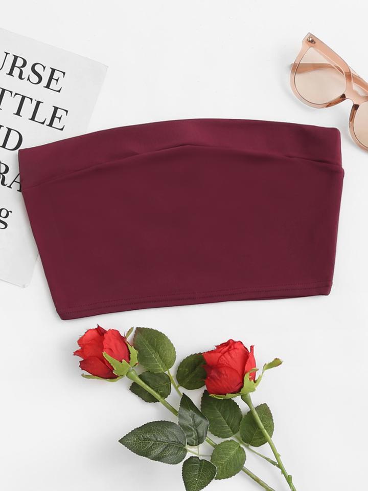 Romwe Asymmetrical Crop Tube Top
