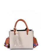 Romwe Tassel Detail Box Pu Handbag With Strap
