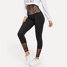Romwe Contrast Lace Sheer Leggings