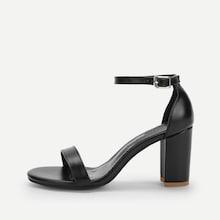 Romwe Open Toe Ankle Strap Block Heels