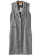 Romwe Lapel Single Breasted Grey Vest