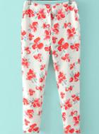 Romwe With Pockets Florals Slim Pant