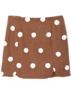 Romwe Polka Dot Khaki Mini Skirt
