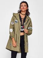 Romwe Applique Drawstring Hem Hooded Jacket