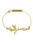 Romwe Alloy Gold Plated Leaf Shape Link Chain Bracelet For Women