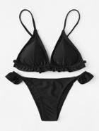 Romwe Ruffle Detail Cami Bikini Set