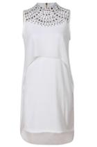 Romwe Sleeveless Bead High Low Dress