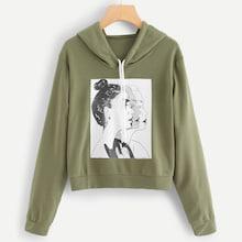 Romwe Figure Print Drawstring Hoodie Sweatshirt