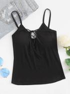 Romwe Lace Up Cut Out Cami Top