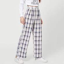 Romwe Tartan Plaid Wide Leg Pants