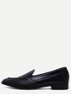 Romwe Navy Point Toe Faux Leather Loafers