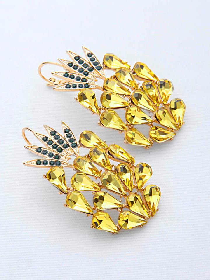 Romwe Pineapple Shaped Gem Earrings