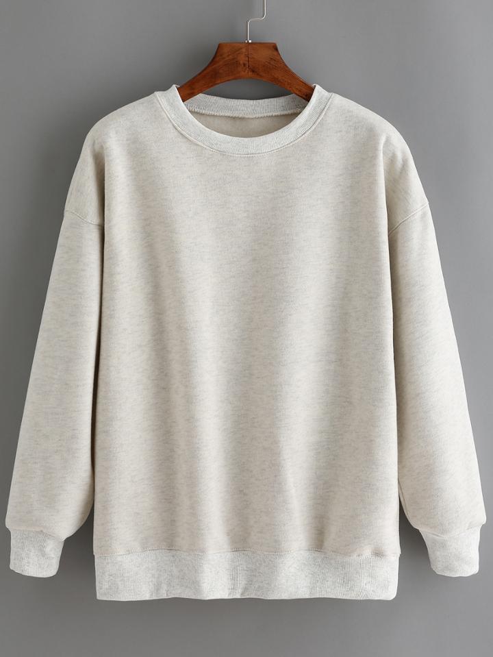Romwe Dropped Shoulder Seam Pale Grey Sweatshirt