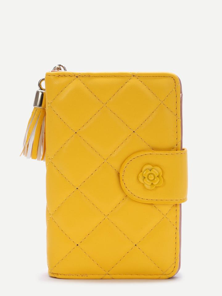 Romwe Tassel Yellow Faux Leather Purse