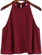 Romwe Burgundy Round Neck Loose Cami Top