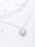 Romwe Hollow Out Openable Heart Shaped Pendant Chain Necklace