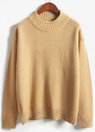 Romwe High Neck Knit Khaki Sweater