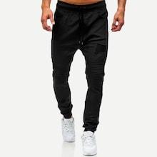 Romwe Men Ruched Plain Drawstring Joggers
