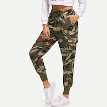 Romwe Camouflage Print Drawstring Pants
