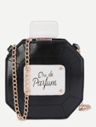 Romwe Black Perfume Bottle Design Pu Crossbody Chain Bag