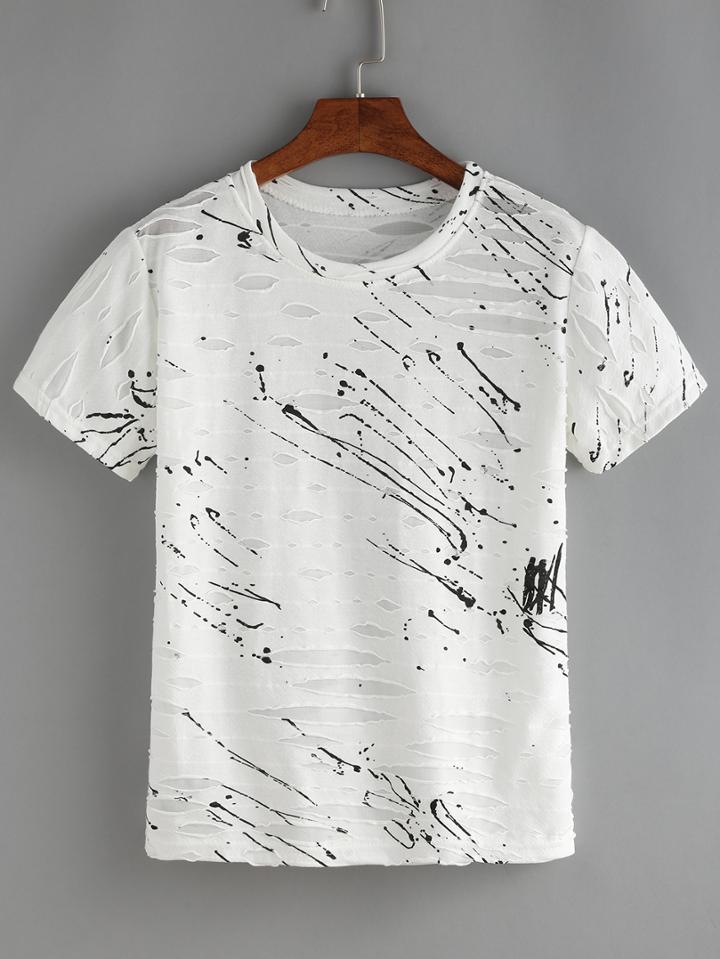 Romwe Graffiti Print T-shirt