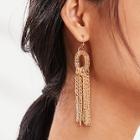 Romwe Chain Tassel Hoop Drop Earrings 1pair